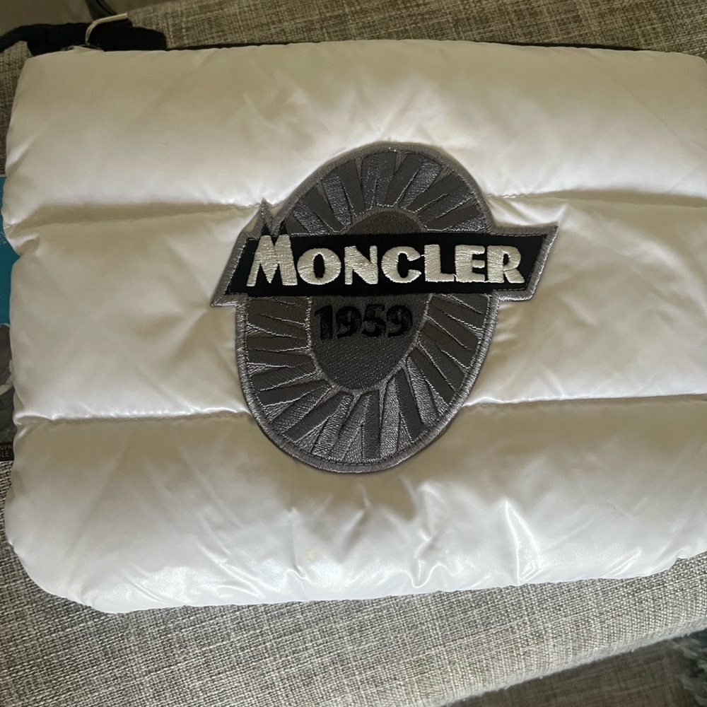 Moncler White and Gray Padded Clutch